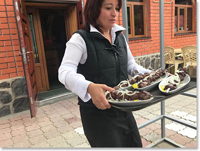 Shashlik is being served