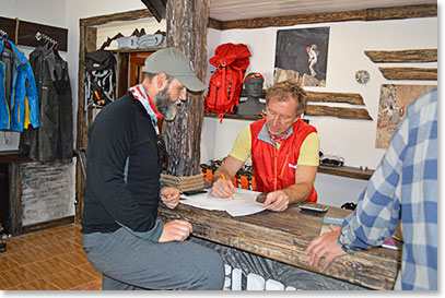 We picked up the boots that we had tried on the first day - tomorrow we will get the crampons fitted, before we move up for the climb