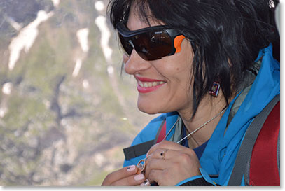 On the ride up Karina showed us the pendant that she had received for her second successful ascent of Everest