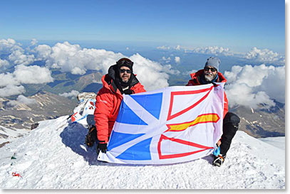 8:30am – the Newfoundland flag on the summit of mount Elbrus