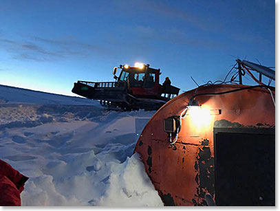 3:50am waiting for the snowcat on summit day