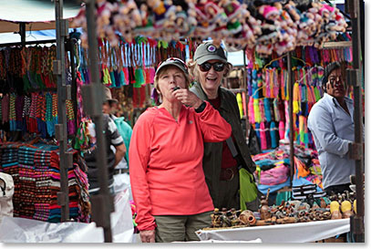 Nancy and Susan having fun at the market