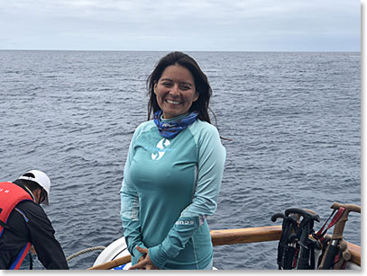 Joselyn, our naturalist, getting ready to take us snorkeling