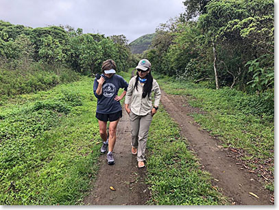 Barb and Joselyn walking in Santa Cruz island