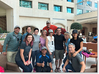 Team photo for a morning briefing at the Marriott Hotel in Quito