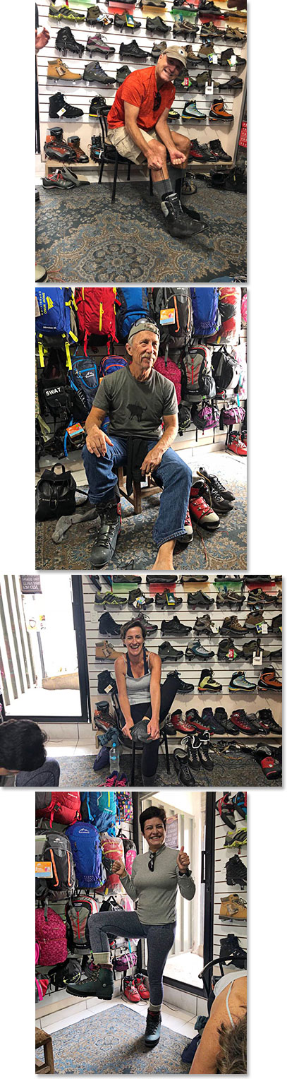 Most climbers are renting double plastic boots and making sure they fit!