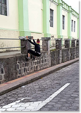 Climbing the street walls of Cotacachi