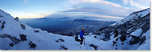 Climbing down from the summit