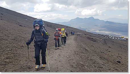 Hike to high camp