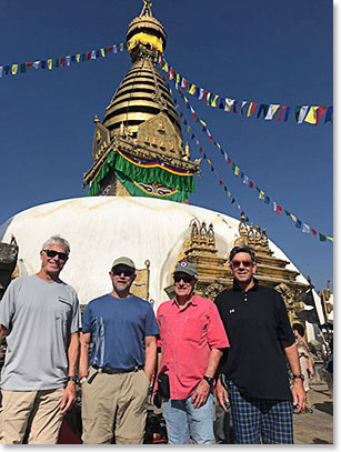 Team at Boudhanath, the biggest stupa in the world
