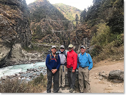 Team at the suspension bridge to Namche Bazaar