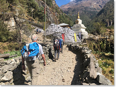 Team on the trail to Namche Bazaar