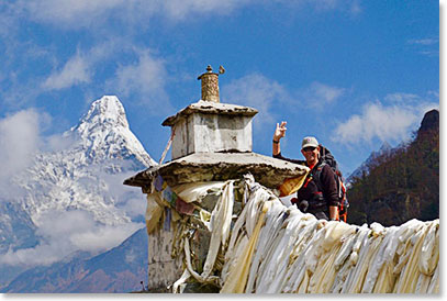 Les on the trail to Pangboche 