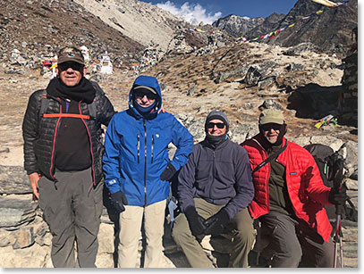 The Sharks at the memorials at the terminal moraine of the Khumbu Galcier