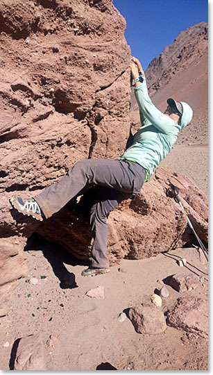 It is a long hike, but Kara had the time and energy for some bouldering along the way.