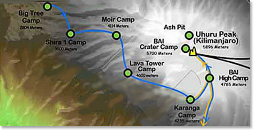 Map of their route. Tonight they are staying at Lava Tower