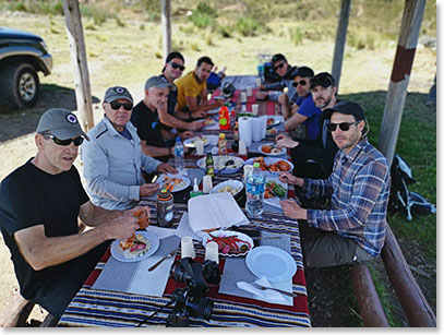 Lunch time prepared by Berg Adventures cooking staff