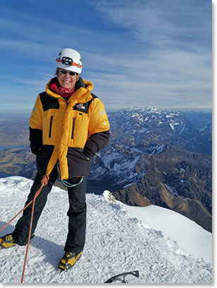 Chris and Berg Adventures guide on the summit of Huayna Potosi