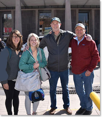 Hannah, Christine, Richard and Wally Berg at the Cusco Airport