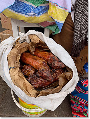 Hannah took a photo of a roasted guinea pig for sale at the Cusco market