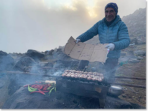 Barbecue dinner being prepared