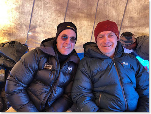 Rob and Chuck resting at the dining tent