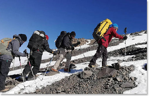Climbing to the summit of Mount Ararat in perfect conditions