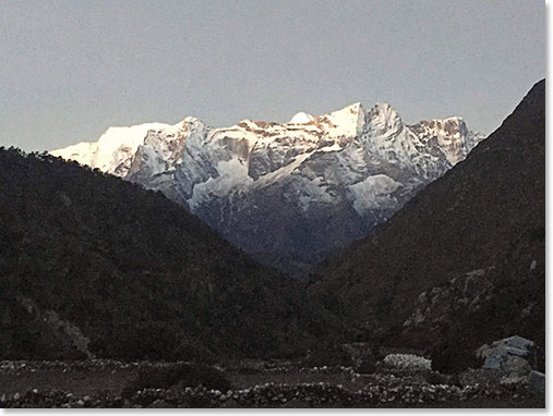 Several of the great Himalayan peaks are visible on our walks and from our lodges now.  This one is Tamserku