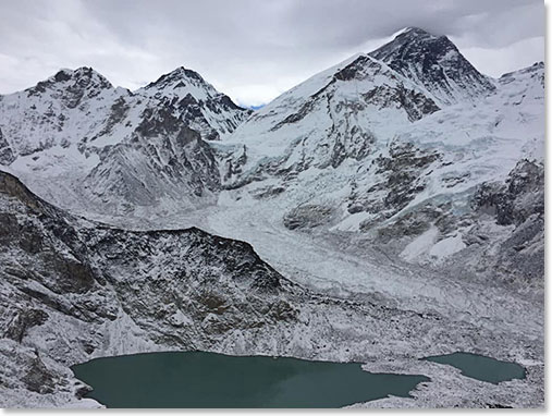 The view of the top of Everest, the Khumbu Glacier and Base Camp on Saturday morning.