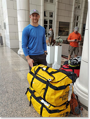 Patricks duffel bags look very shiny for the time being.  Soon the team will learn why they are also called 