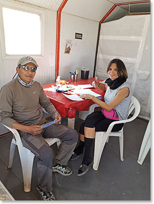 Sergio checking us in at the medical tent