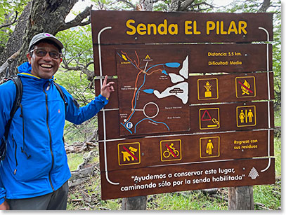 Marcelo, our local guide, showing our 16 mile trail to El Pilar