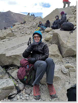 Melody during lunch break at Mirador del Paine